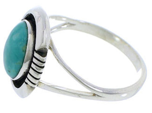 Southwestern Genuine Sterling Silver Turquoise Ring Size 5-3/4 YX34762